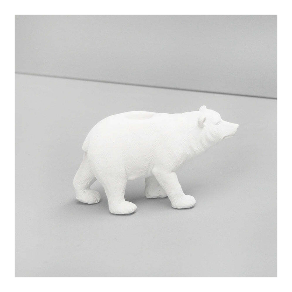 2PK White Moose Resin Bear Candle Holder Home Decor - White
