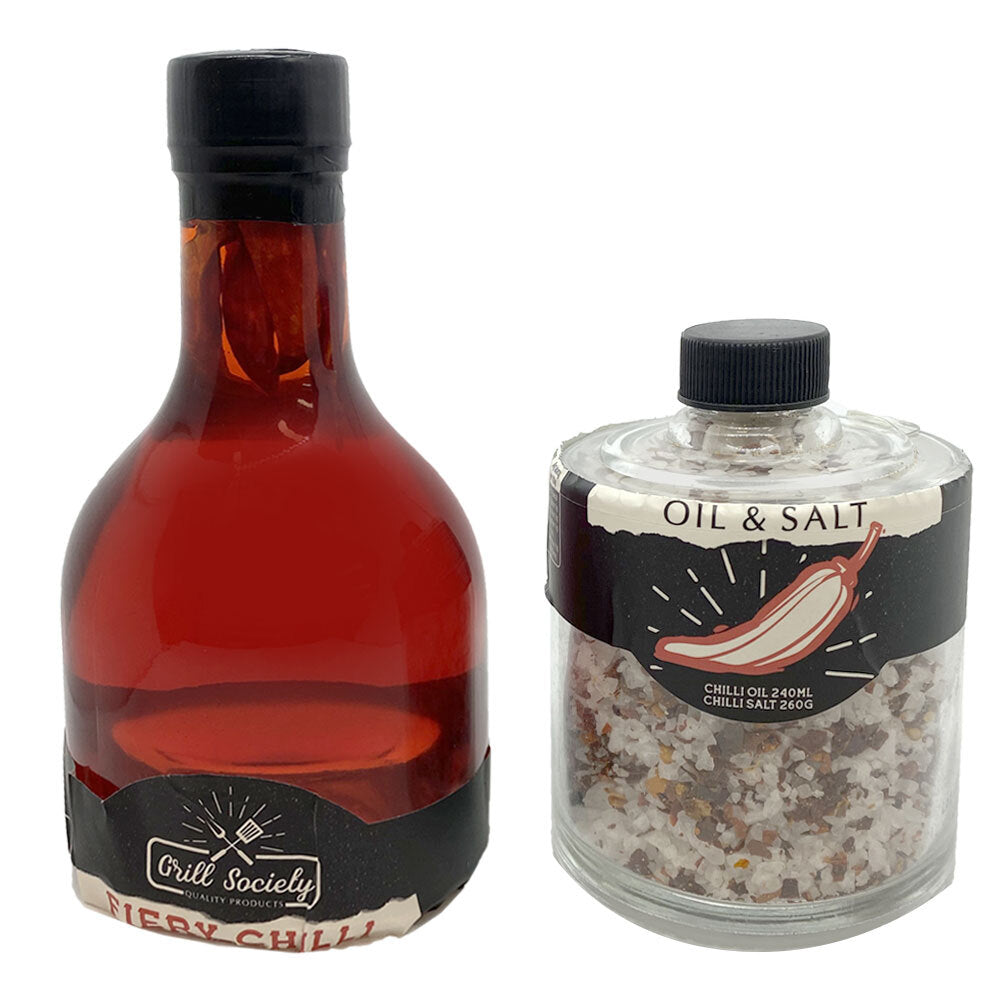 Grill Society Fiery Chilli Oil 240ml & Chilli Salt 240g Combo Bottle