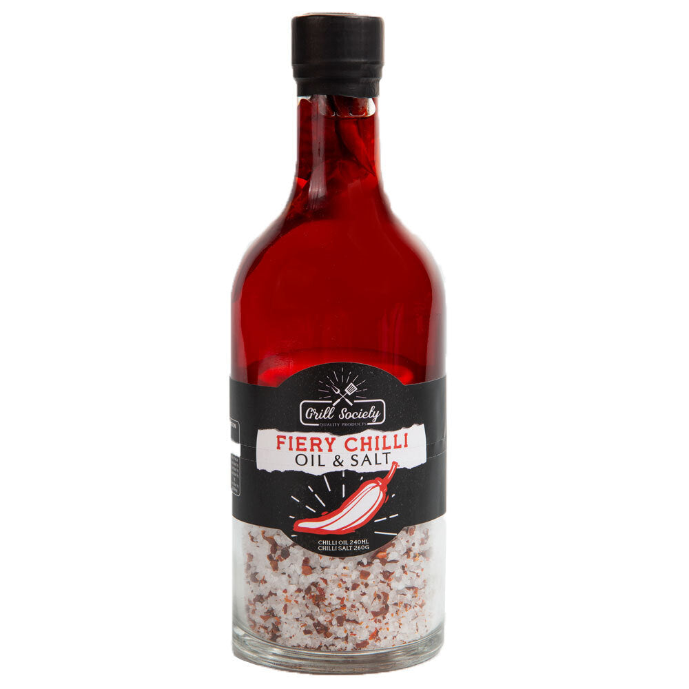 Grill Society Fiery Chilli Oil 240ml & Chilli Salt 240g Combo Bottle