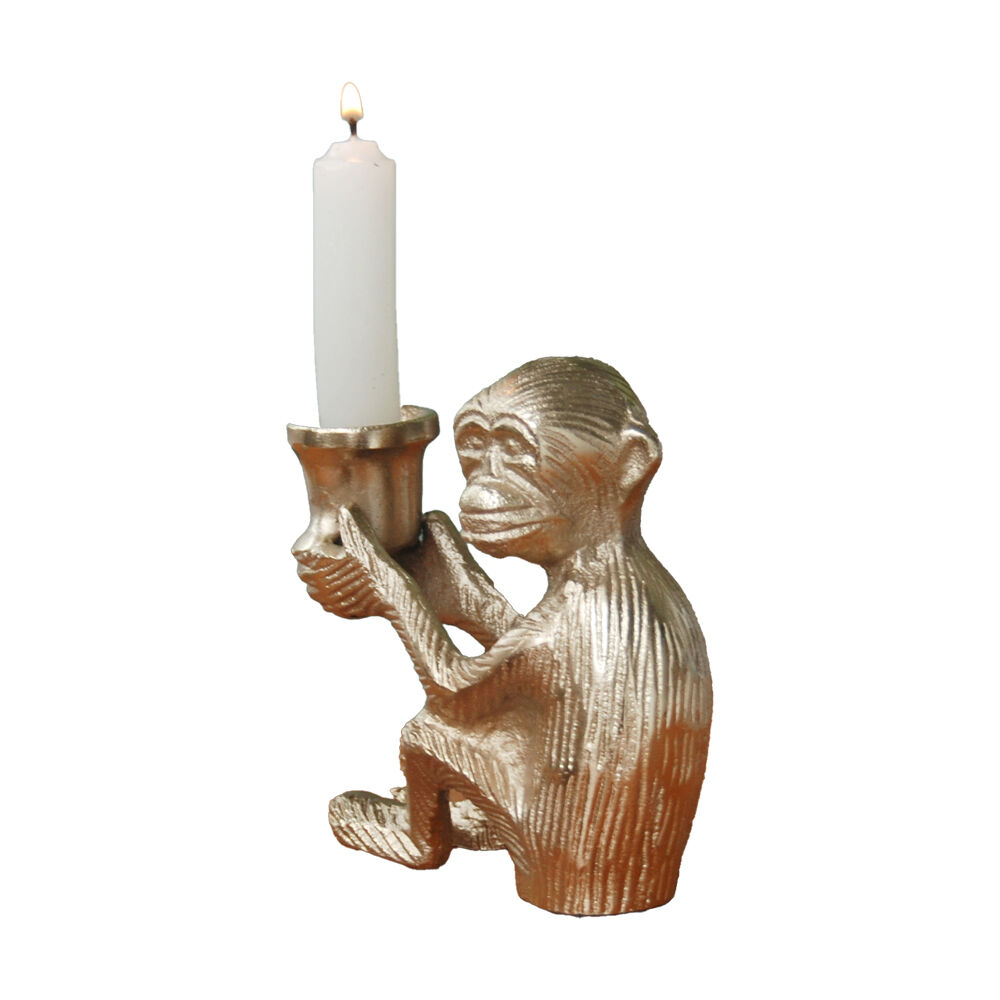 White Moose Monkey Home Decor Metal Candle Holder 13x12x5cm Gold
