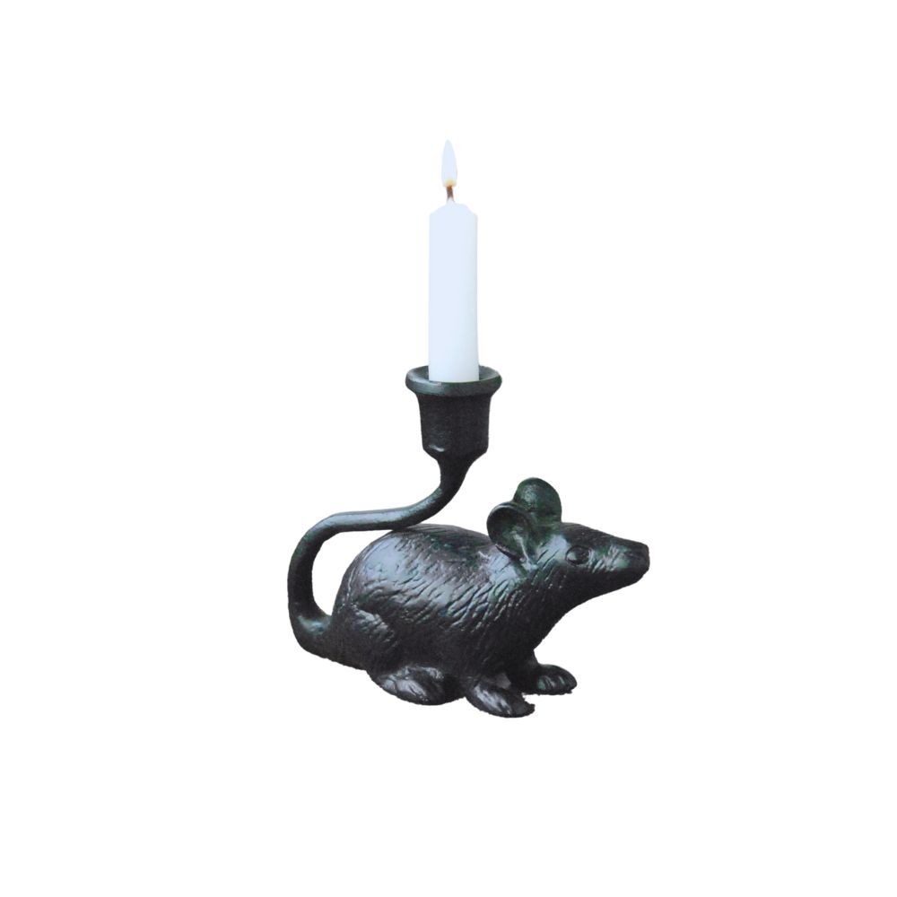 White Moose Mouse Home Decor Metal Candle Holder 17x13x6cm Black