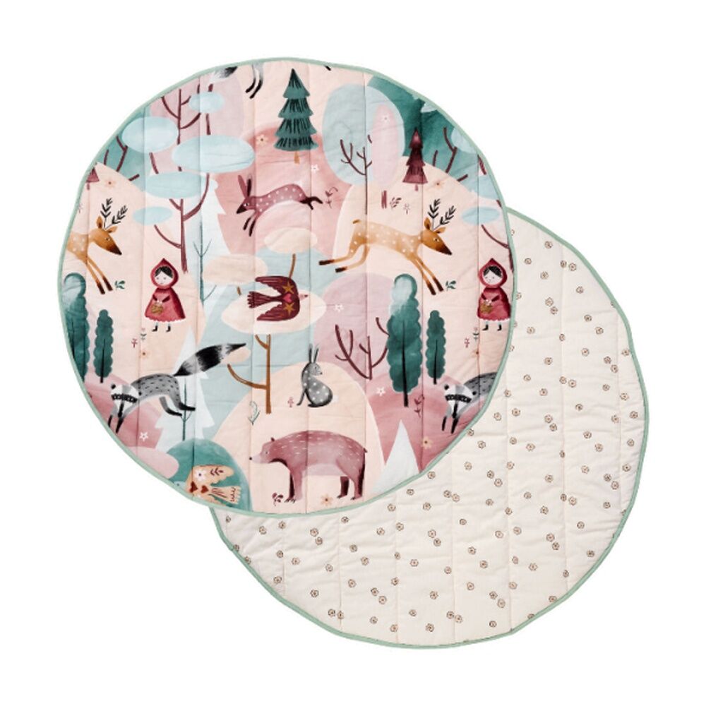 Linen House Kids 200GSM Folk Woodland Reversible Play Mat Round Cotton 120cm