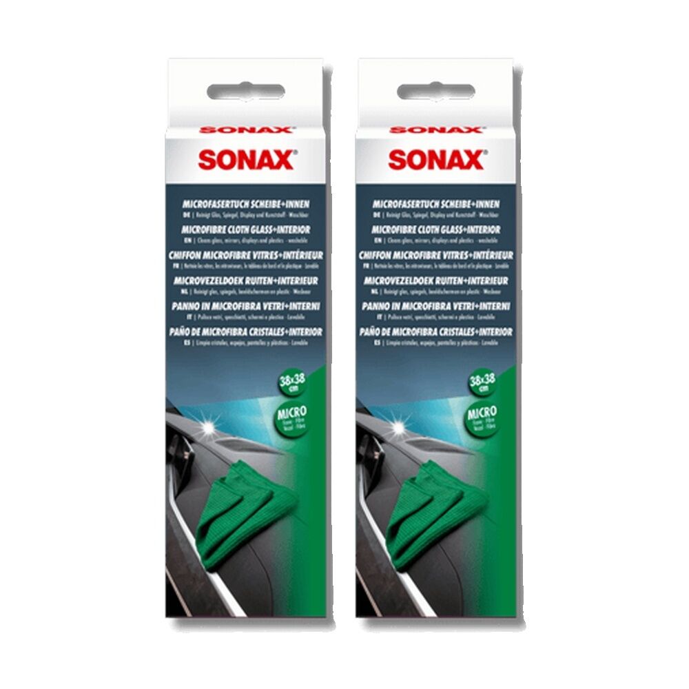 2PK Sonax Microfibre Glass Cloth Streak-Free Durable Cleaning Textile