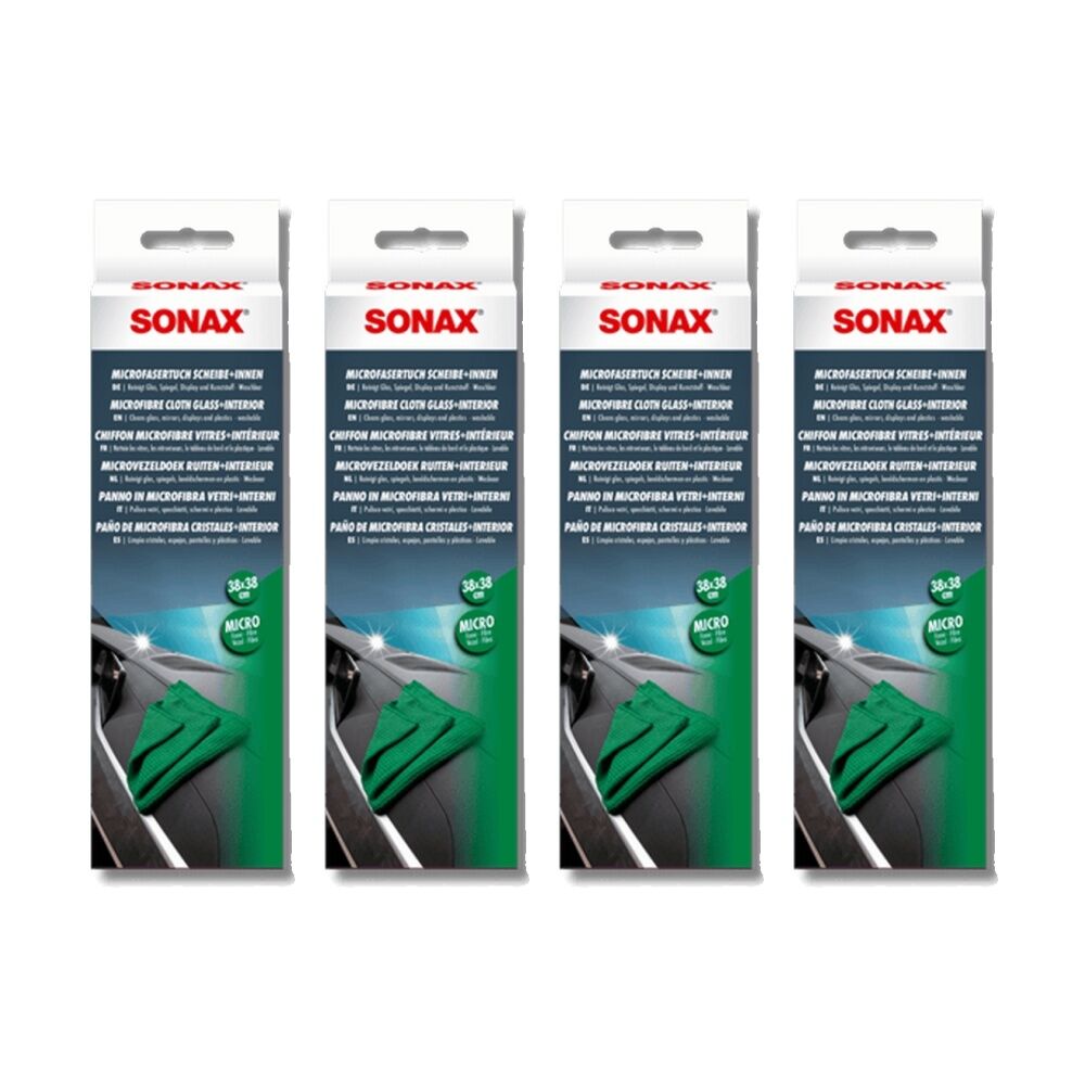 4PK Sonax Microfibre Glass Cloth Streak-Free Durable Cleaning Textile
