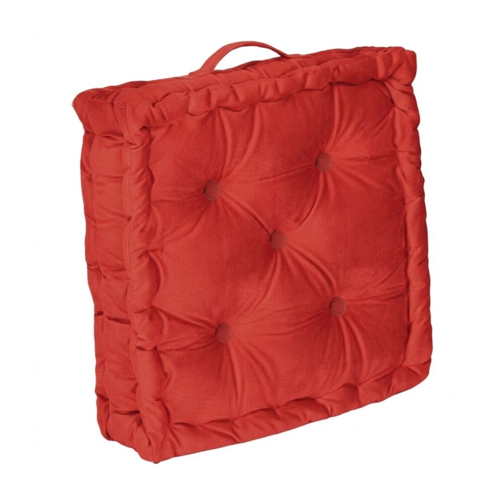 4PK CDSI Essential Box Cushion Solid Recycled Cotton Polyester Red 40x40x8cm
