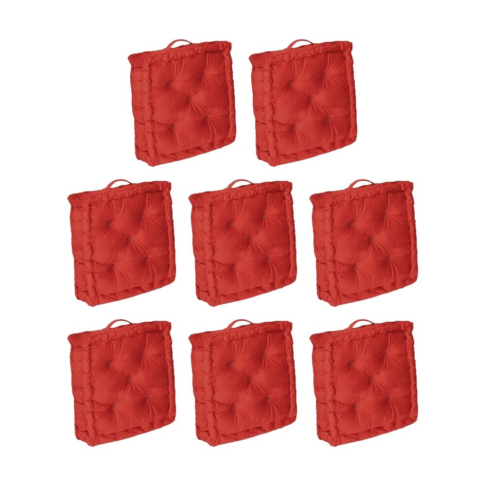 8PK CDSI Essential Box Cushion Solid Recycled Cotton Polyester Red 40x40x8cm