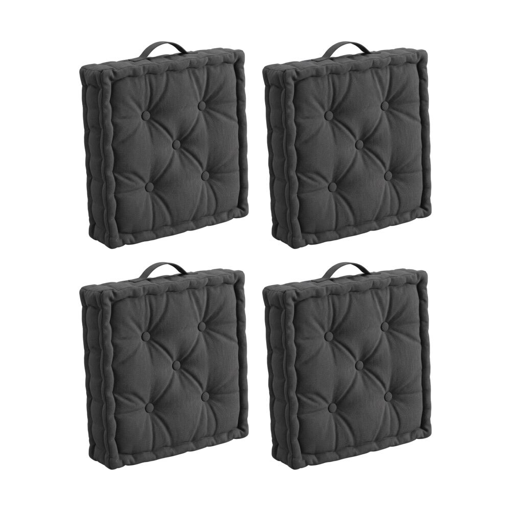 4PK CDSI Essential Box Cushion Solid Recycled Cotton Polyester Grey 40x40x8cm