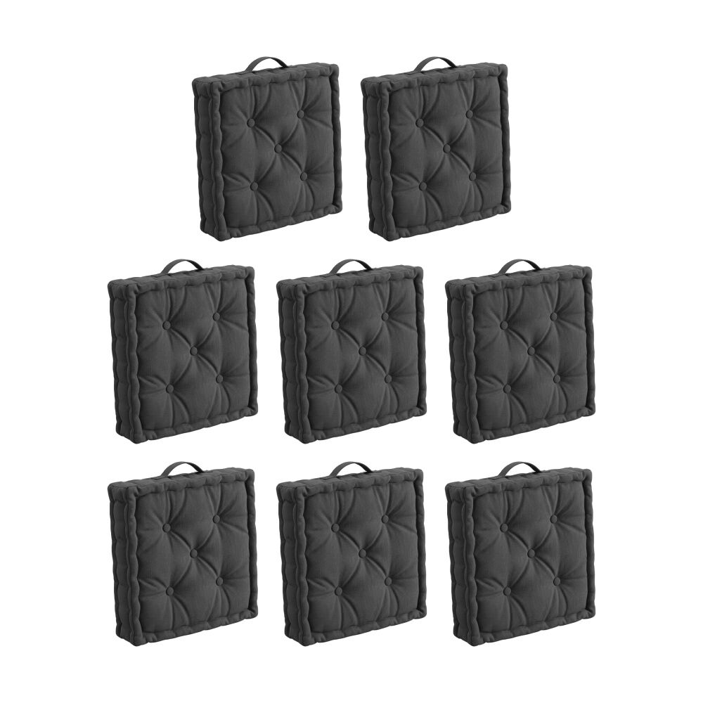 8PK CDSI Essential Box Cushion Solid Recycled Cotton Polyester Grey 40x40x8cm
