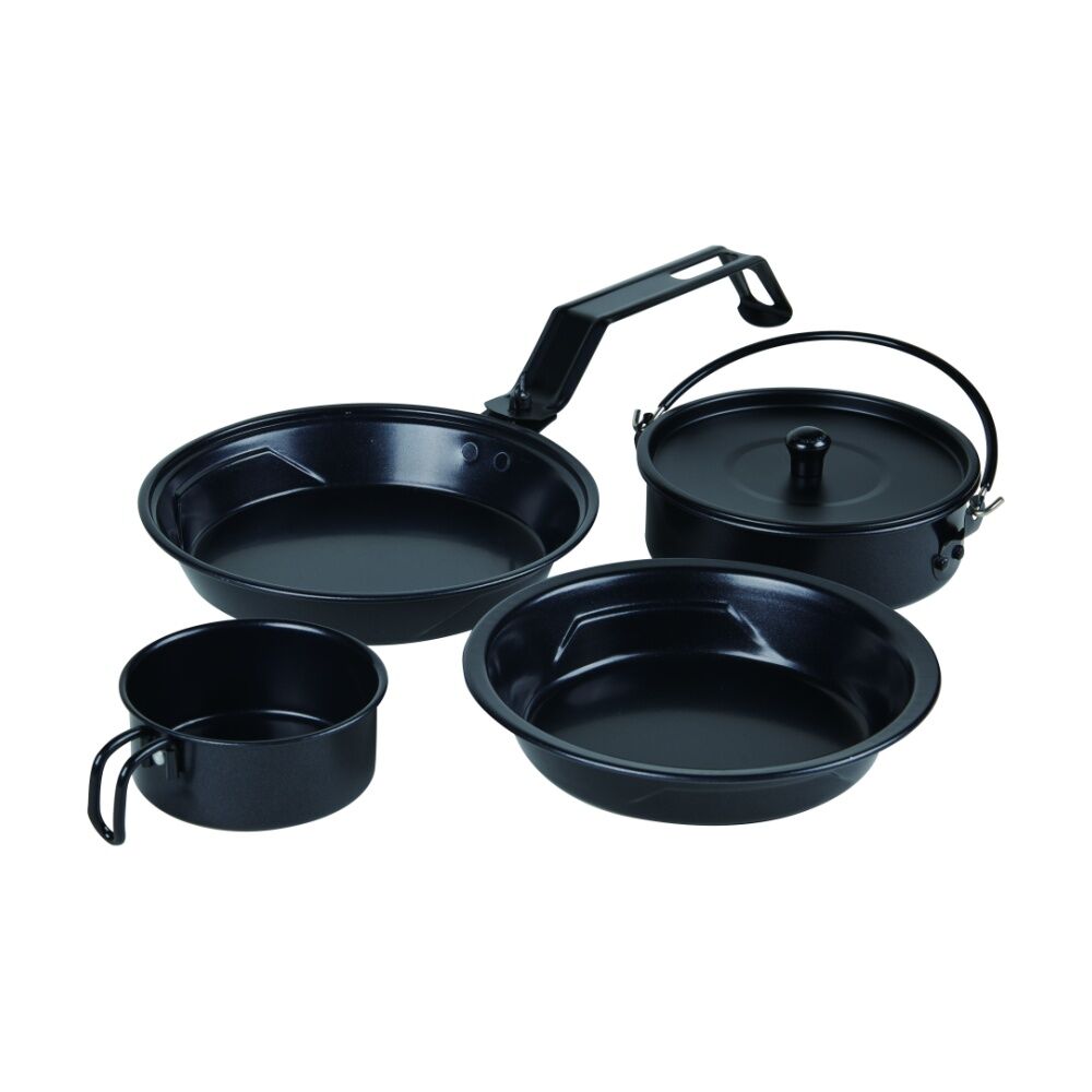 5pc Oztrail Mess Kit Non Stick Aluminium Lightweight Compact Camping Set