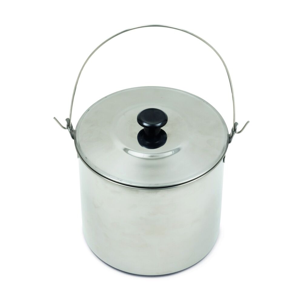 Campfire Stainless Steel Billy Camping Pot Bail Handle Secure Lid 2.8L