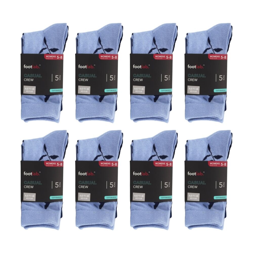 8x 5PK Footlab Women's Casual Crew Socks Cotton Rich Shoe Size 5-8