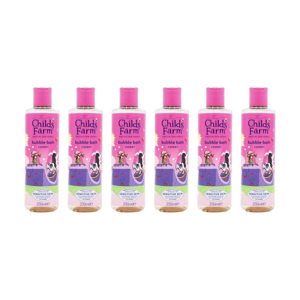 6PK Childs Farm Sensitive Skin Experts Bubble Bath Cherry Scented 250ml
