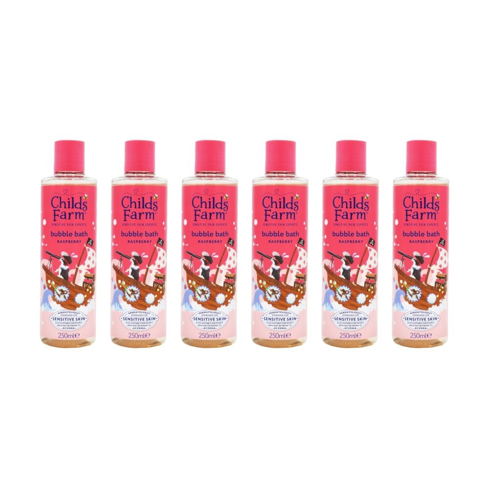 6PK Childs Farm Sensitive Skin Experts Bubble Bath Raspberry Scented 250ml