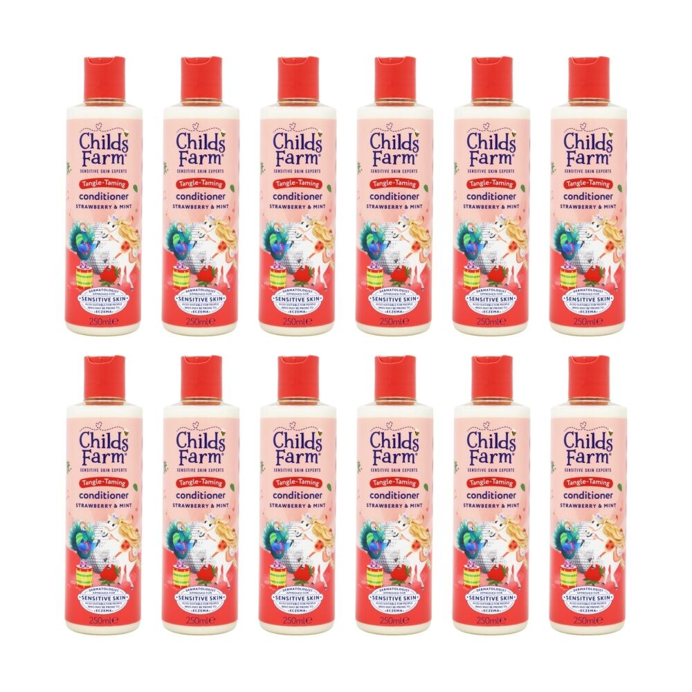12PK Childs Farm Conditioner Sensitive Skin Strawberry Mint 250ml