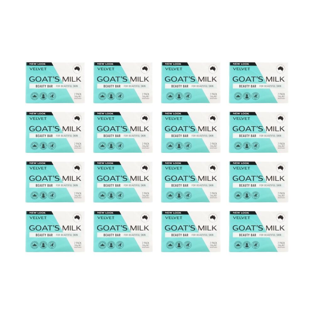 16PK Velvet 2 Pack Beauty Bar Goats Milk For Beautiful Skin 200g Each