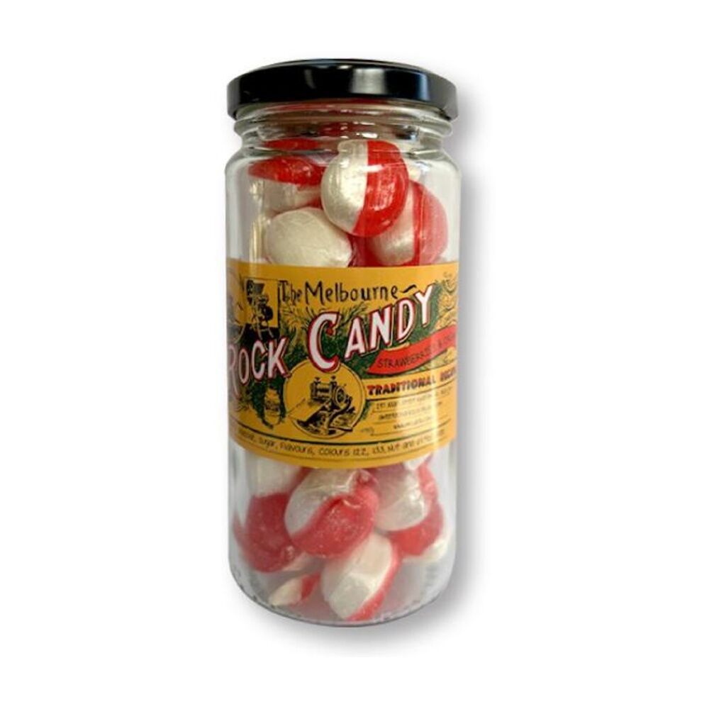 12PK Melbourne Rock Candy Tradition Hard Boiled Sweets Strawberries & Cream