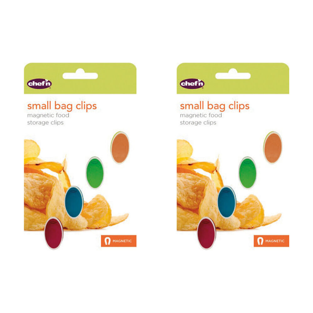 2PK 4pc Chef'n Bag Clips Small Assorted Colours Food Sealing