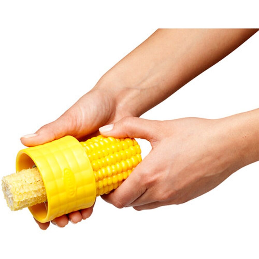 2PK Chef'n Cob Corn Stripper Serrated Stainless Steel Blade Yellow Plastic Handle
