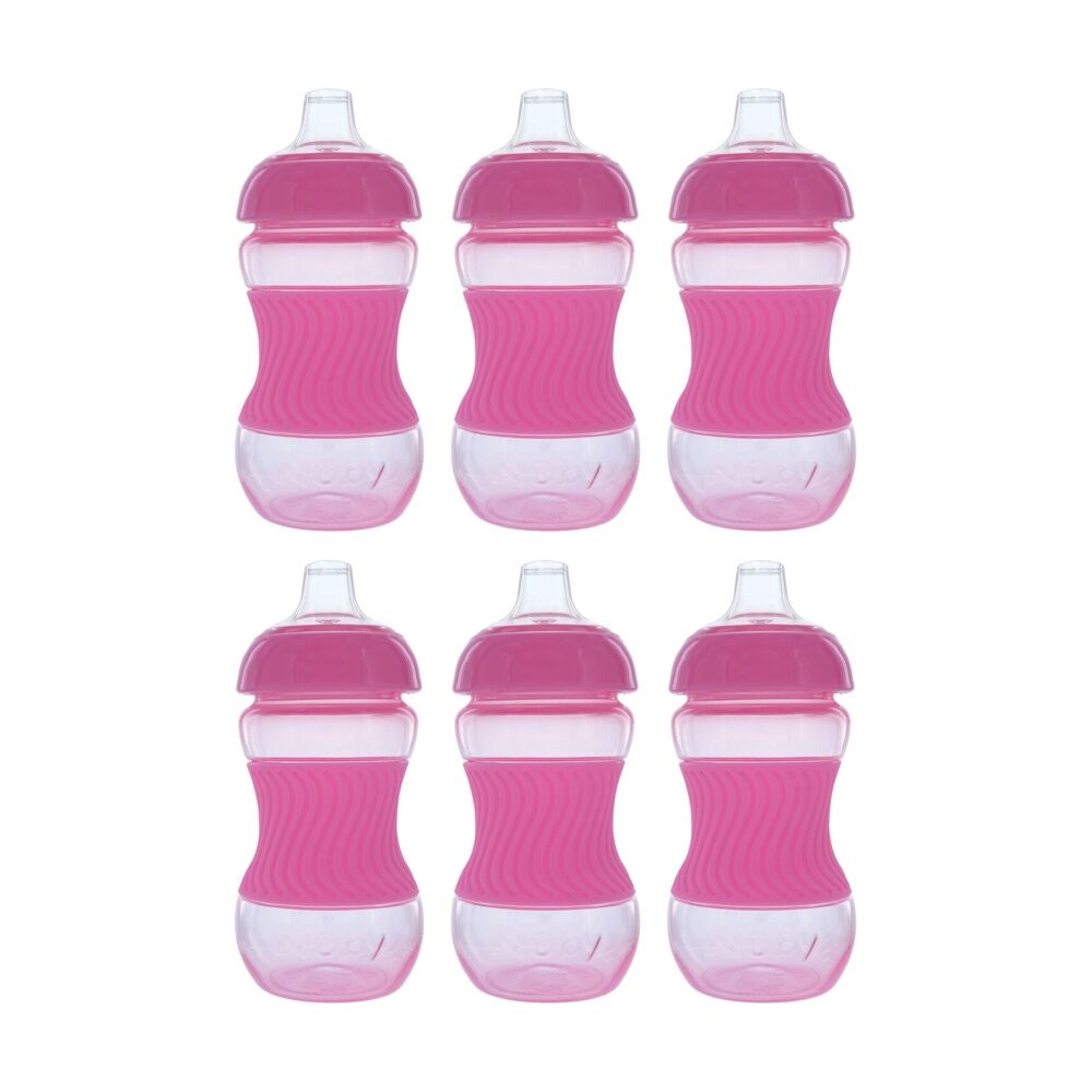 6x Nuby Mini Gripper Soft Spout Sippy Cup Touch-Flo Valve 180ml Assorted 6m+