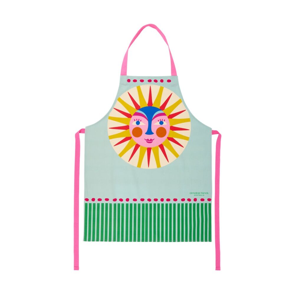 2PK Annabel Trends Green Kitchen Apron W/ Fiesta Sun Print 100% Cotton 60x78cm