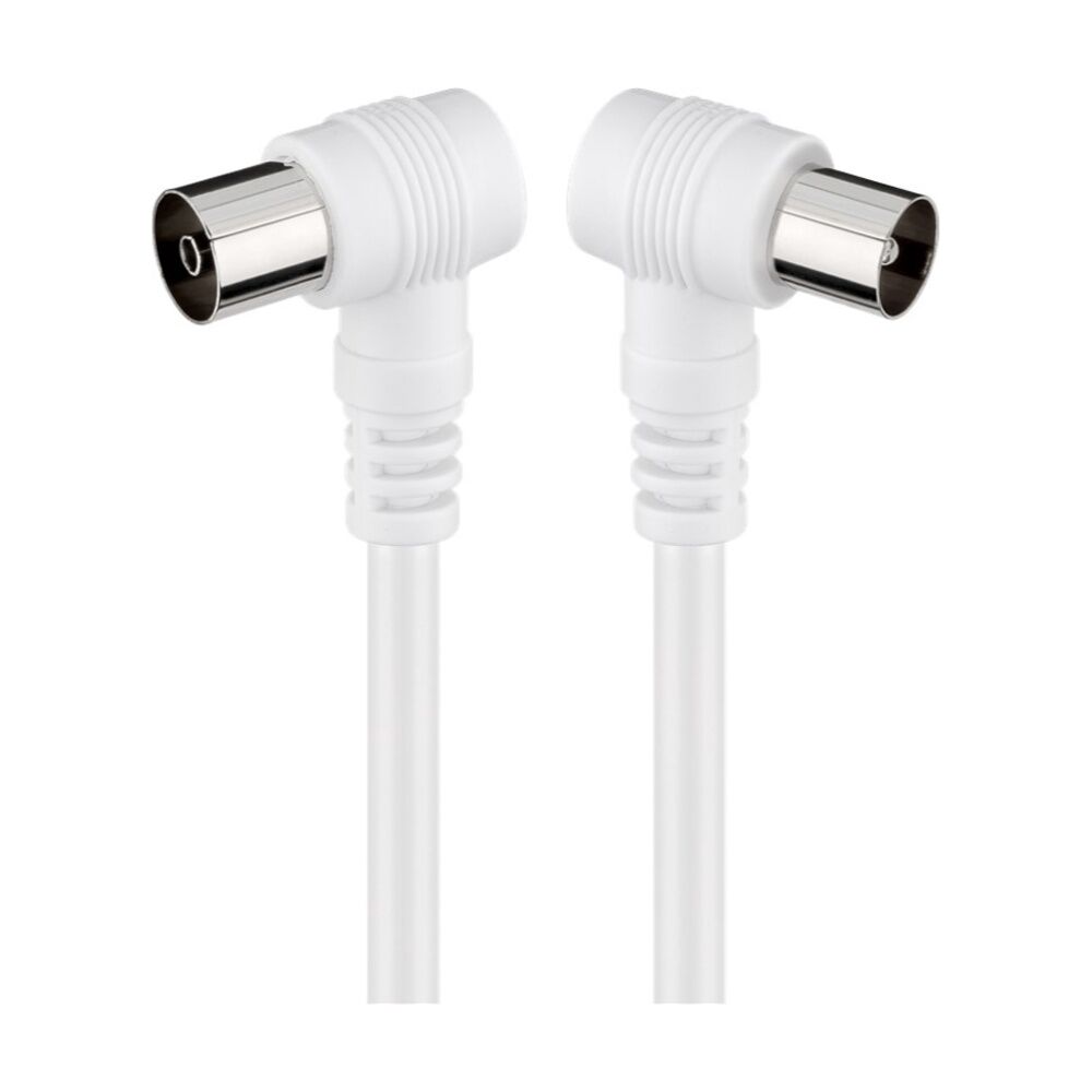 3PK Goobay Angled Antenna Cable <70 dB M/F 10M Double Shielded Coax - White