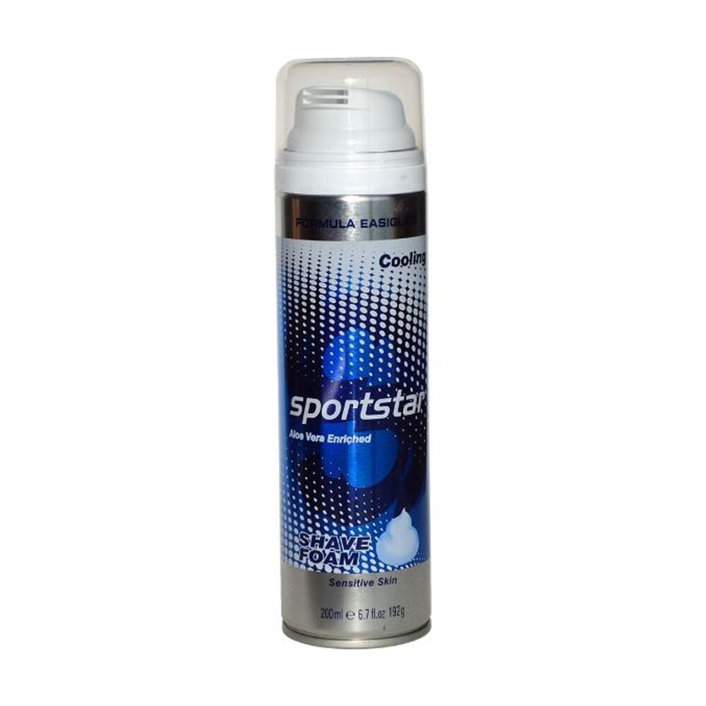 12PK Sportstar Shaving Foam Suitable For Sensitive Skin 200mL Aloe Vera Enriched