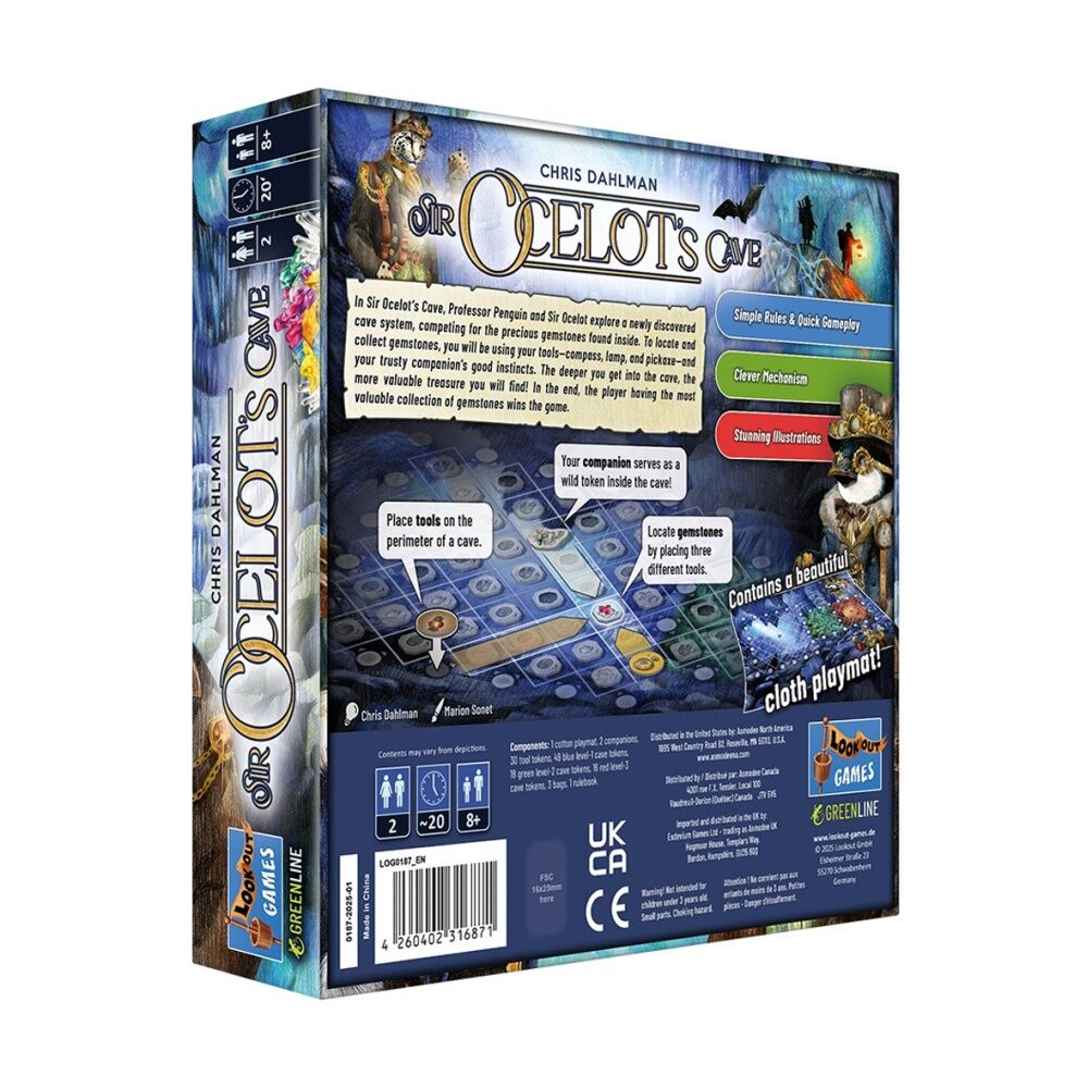 Asmodee Sir Ocelot's Cave Board Game 2 Players Adventure Ages 8+