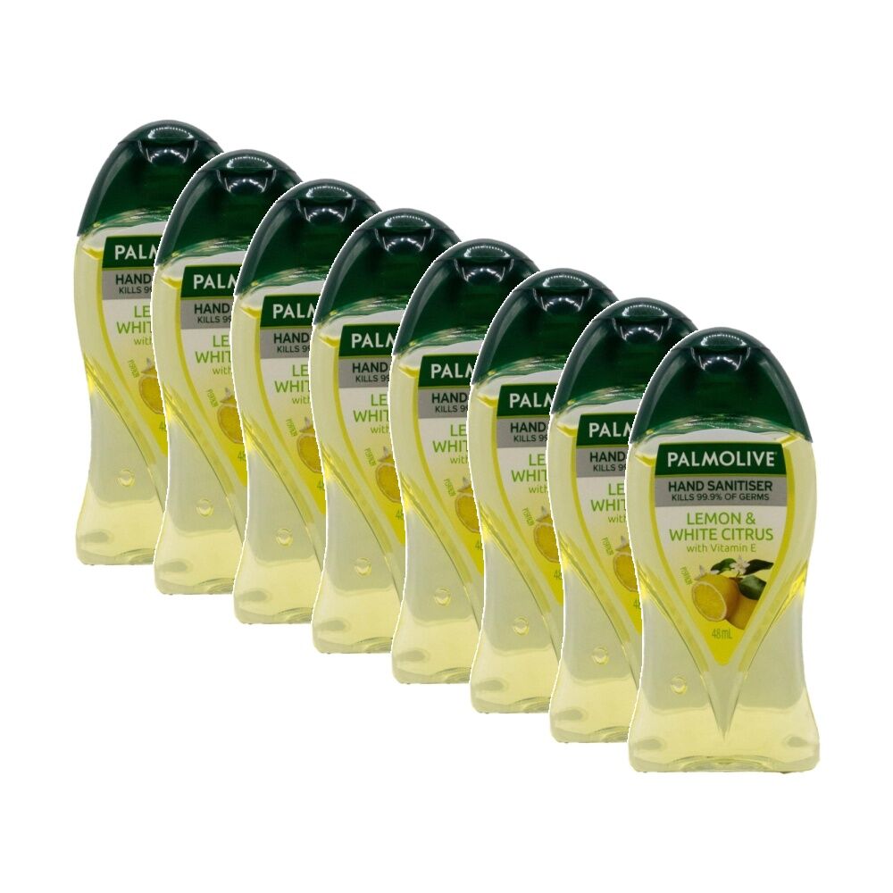 8PK Palmolive Lemon And White Citrus Scented Hand Sanitiser Bottle 48ml