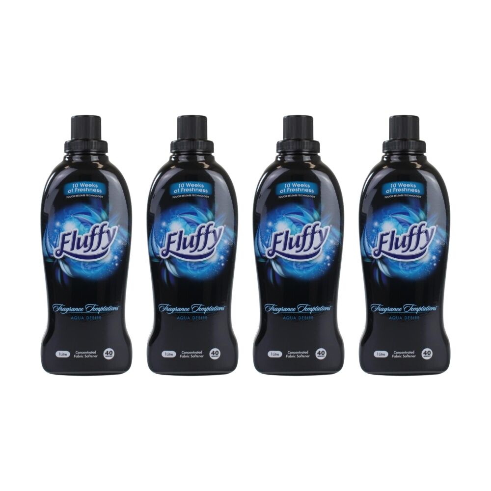 4PK Fluffy Fabric Conditioner Temptations Aqua Desire Concentrated 850mL