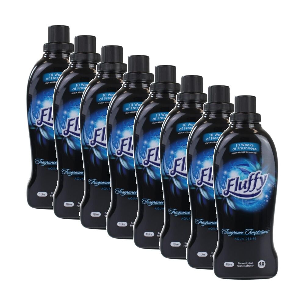 8PK Fluffy Fabric Conditioner Temptations Aqua Desire Concentrated 850mL