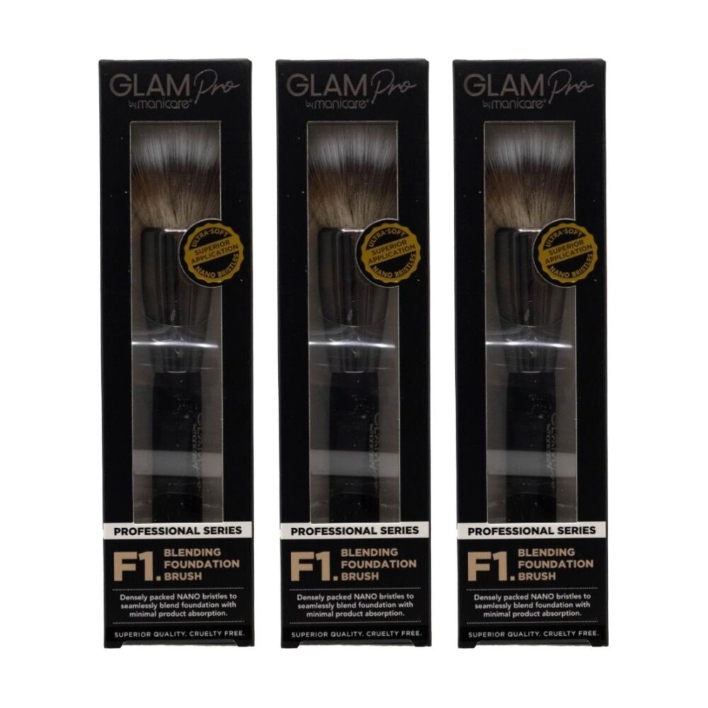 3PK Manicare Make Up Blending Foundation Brush F1 Glam Pro Professional Series