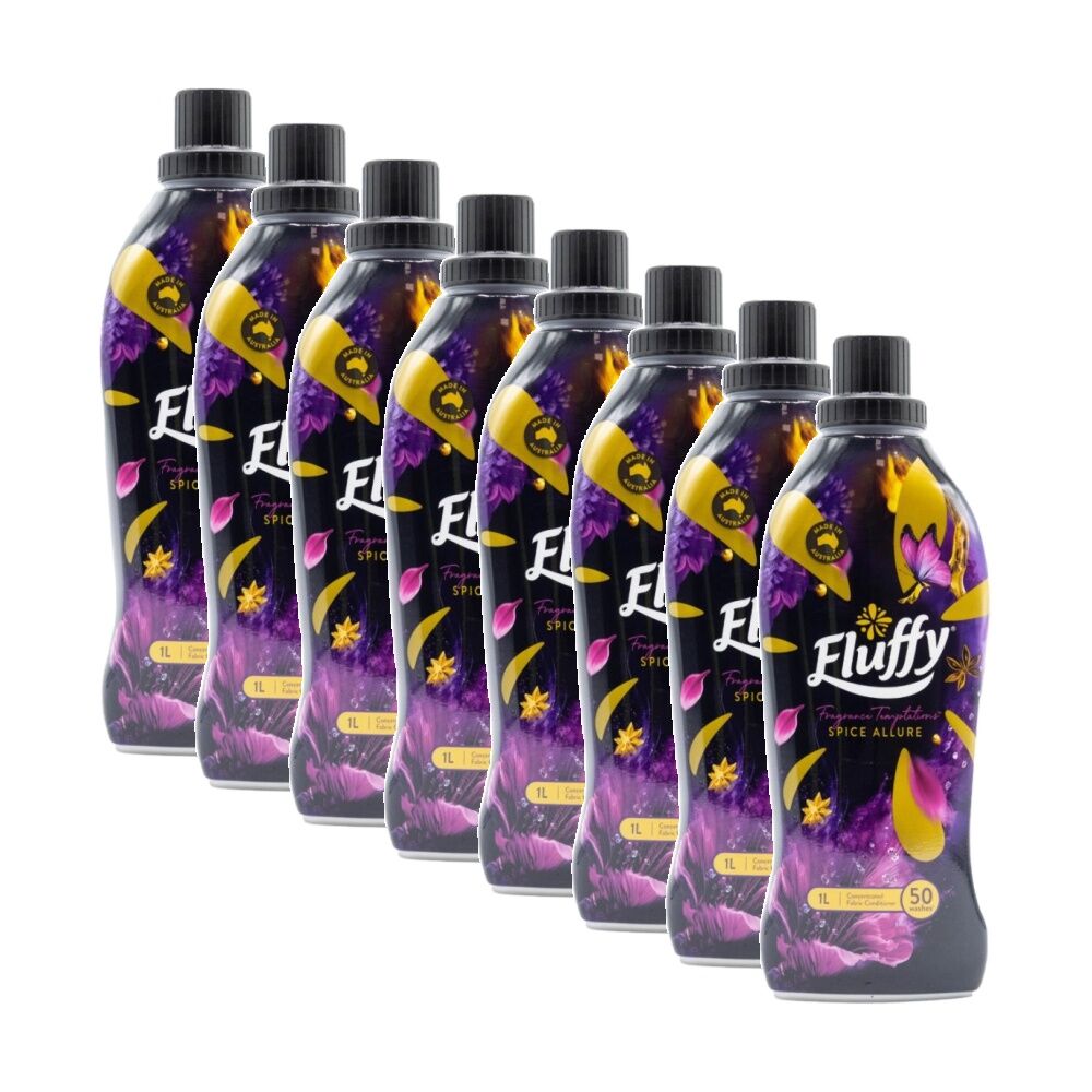 8PK Fluffy Concentrated Laundry Fabric Softener/Conditioner 1L Spice Allure