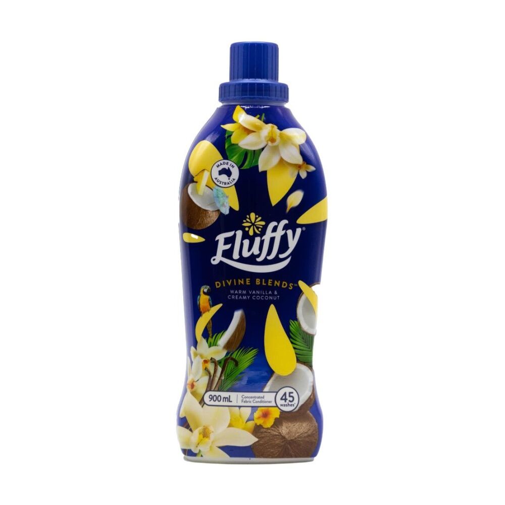 8PK Fluffy Concentrated Laundry Fabric Conditioner 900mL Vanilla & Coconut