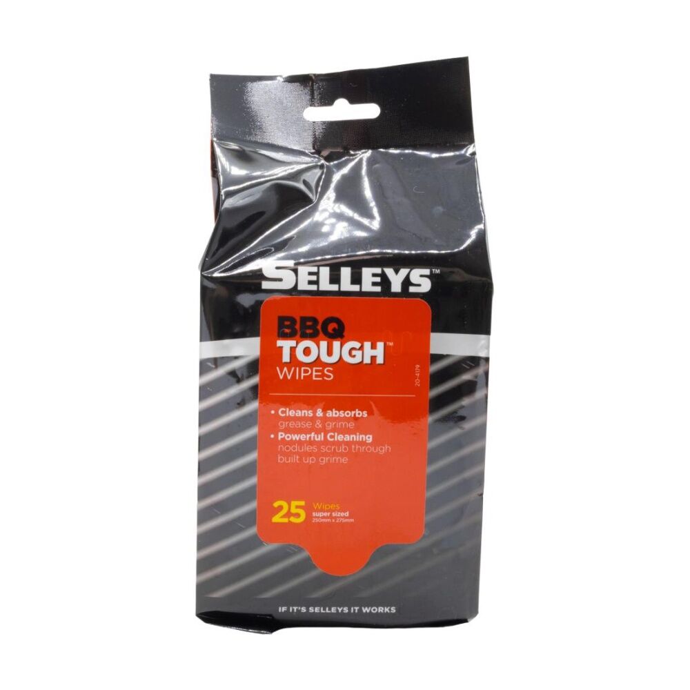 3x 25pc Selleys Pack BBQ Tough Super Sized Cleaning Wipes 250x275mm