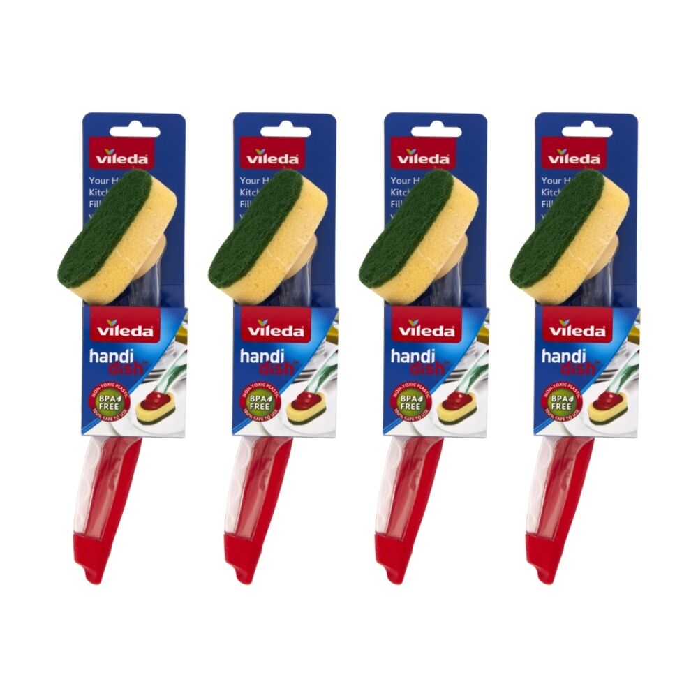 4PK Vileda Handi Dish Refillable Dish-Handle Soap Dispensing Handle