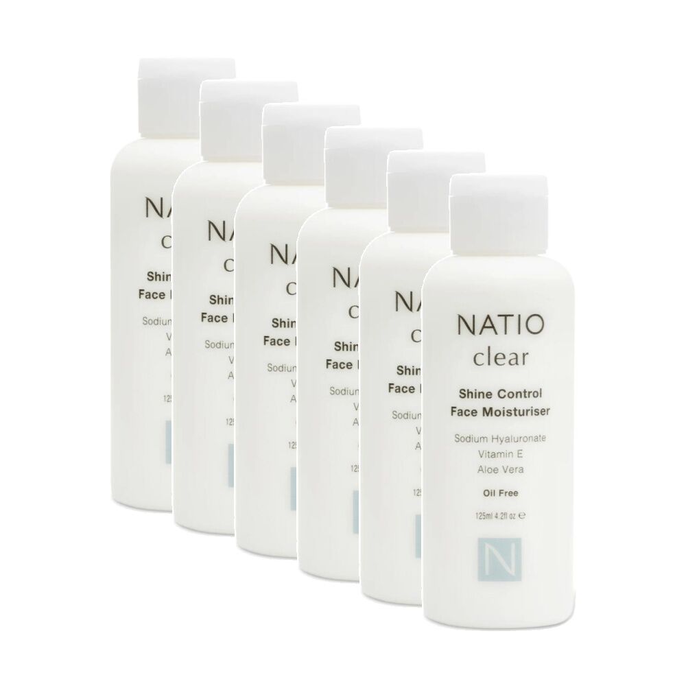 6PK Natio Face Moisturiser Clear Shine Control Sodium Hyaluronate 125ml