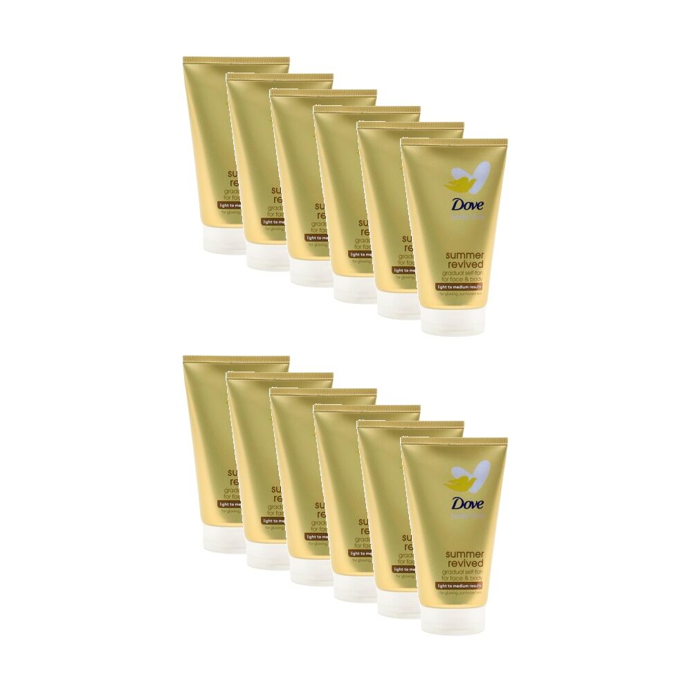 12PK Dove Gradual Self Tan For Face & Body Light To Medium Result 75ml