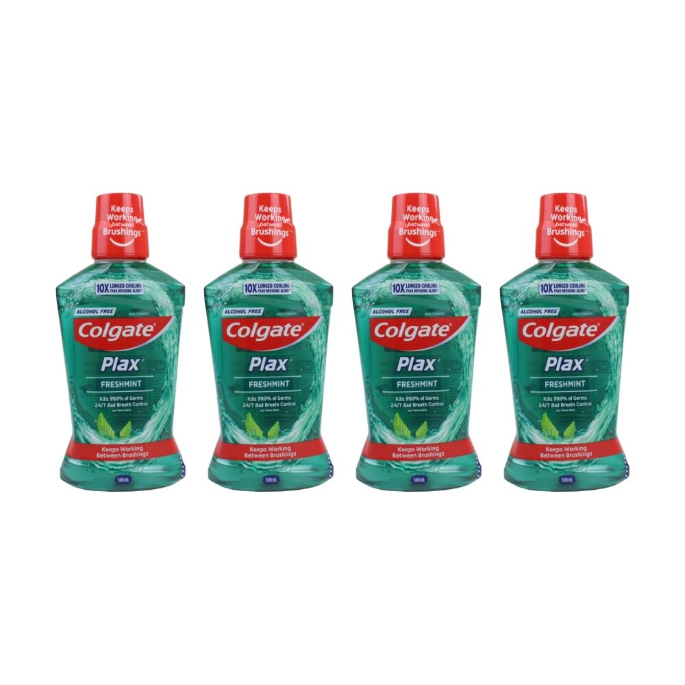 4PK Colgate Plax Refreshing Freshmint Oral Dental Breath Mouthwash 500ml