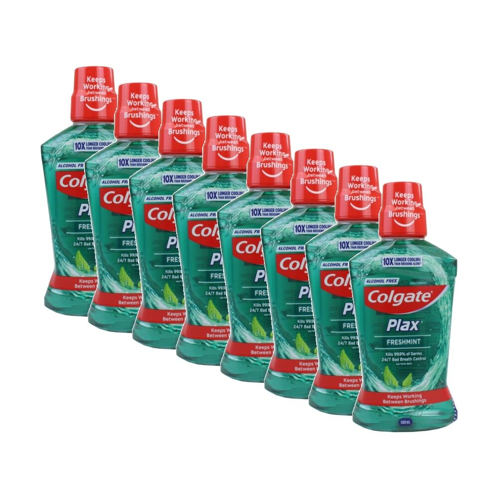 8PK Colgate Plax Refreshing Freshmint Oral Dental Breath Mouthwash 500ml
