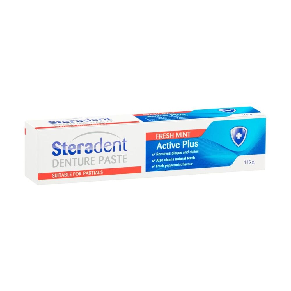 24PK Steradent Denture Paste Active Plus Fresh Mint Oral Care For Partials 115g