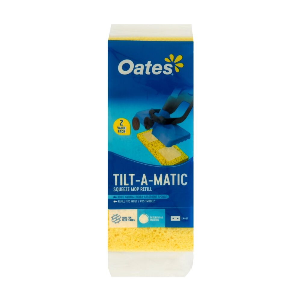3x2pc Oates Tilt-A-Matic Squeeze Mop Refill With Scour Dot Compatible
