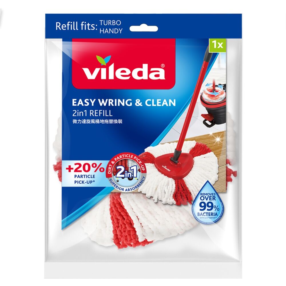 6PK Vileda Easy Wring Clean Spin Mop Refill 2in1 Microfibre Power Red
