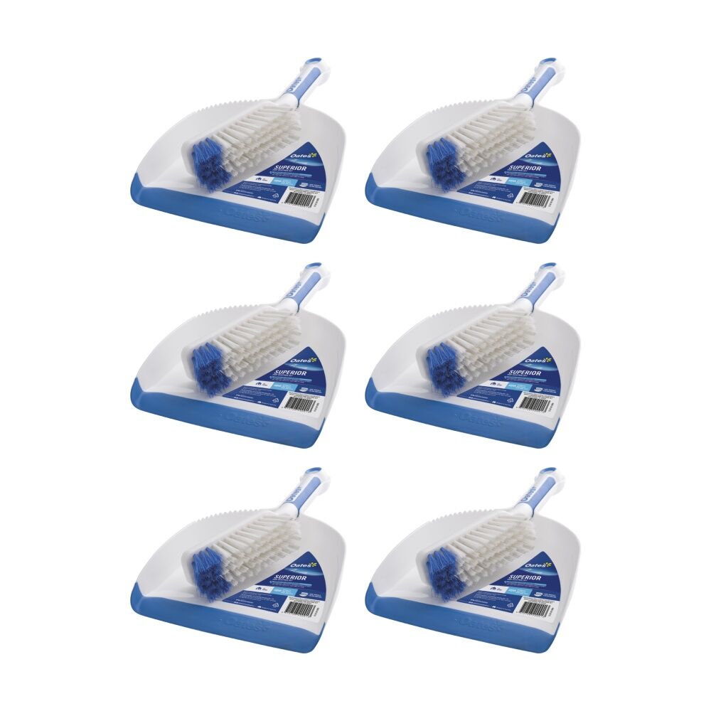 6PK Oates Superior Grip Dustpan Set Electrostatic Rubber Edge Handle