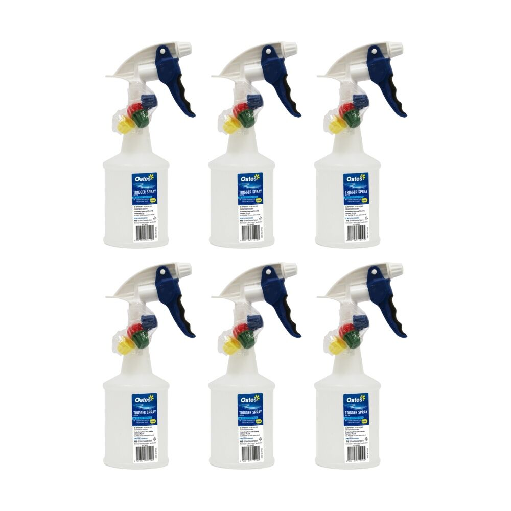 6PK Oates Trigger Spray Bottle Heavy Duty High Output Assorted 500ml
