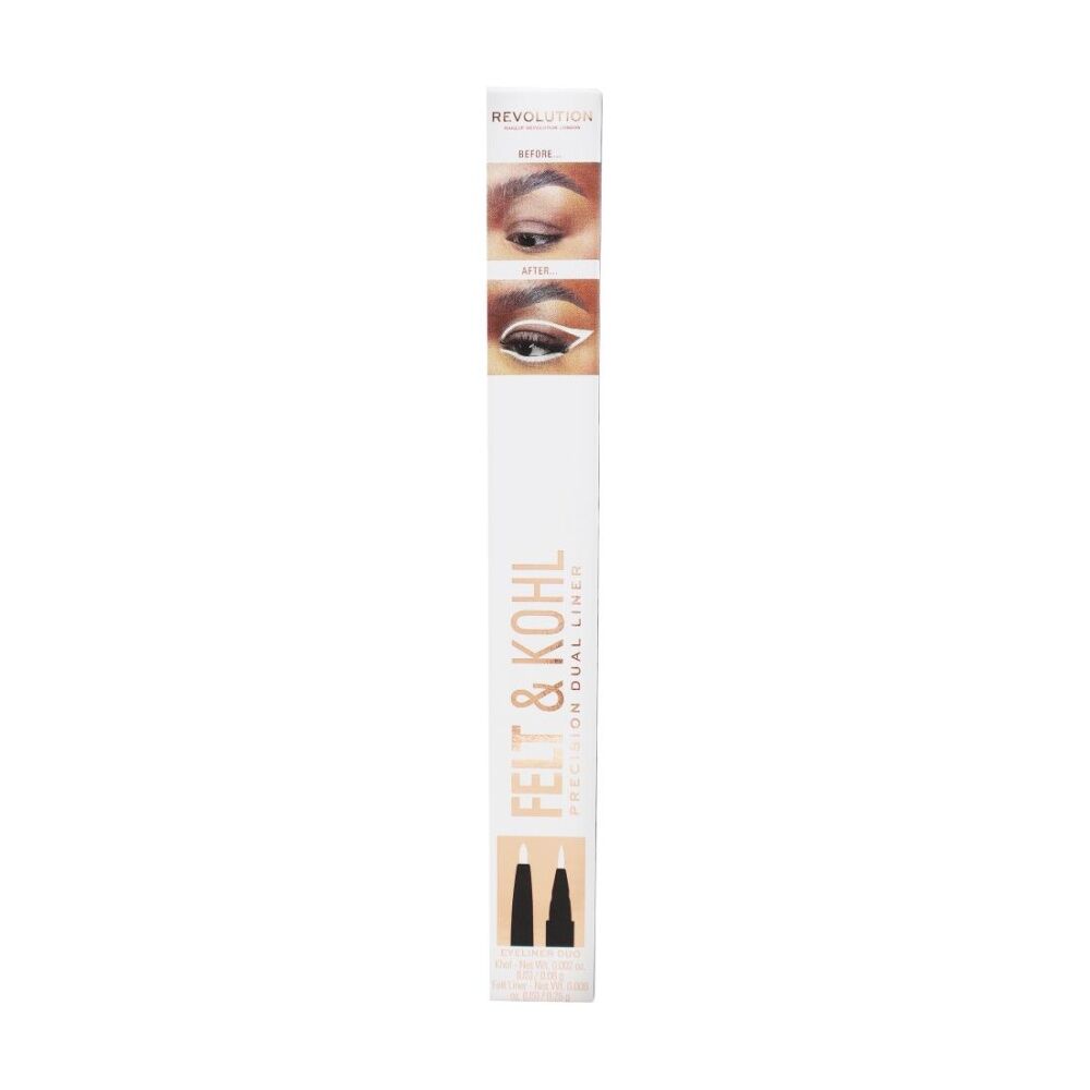 Revolution Felt & Kohl Eyeliner Precision Dual Liner Eye Makeup White 1.3g