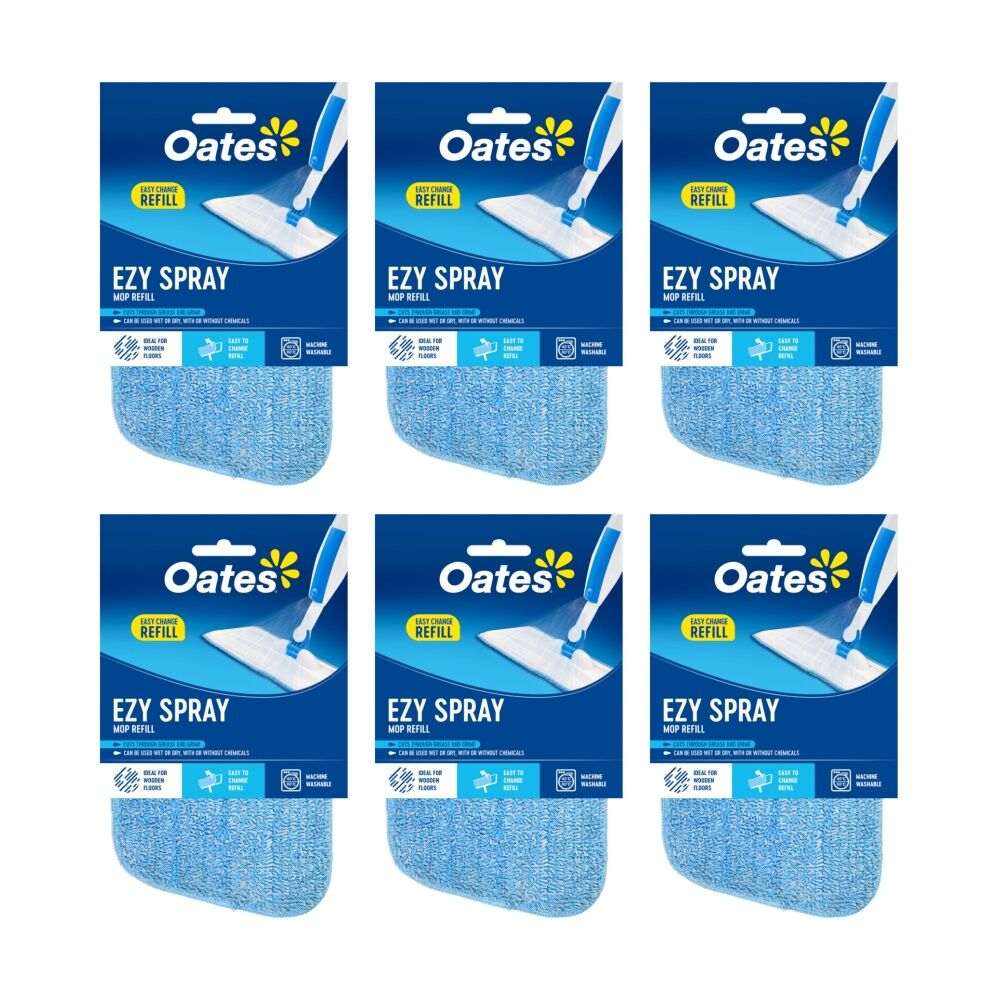 6PK Oates Ezy Spray Mop Refill Microfibre Pad Streakless Cleaning