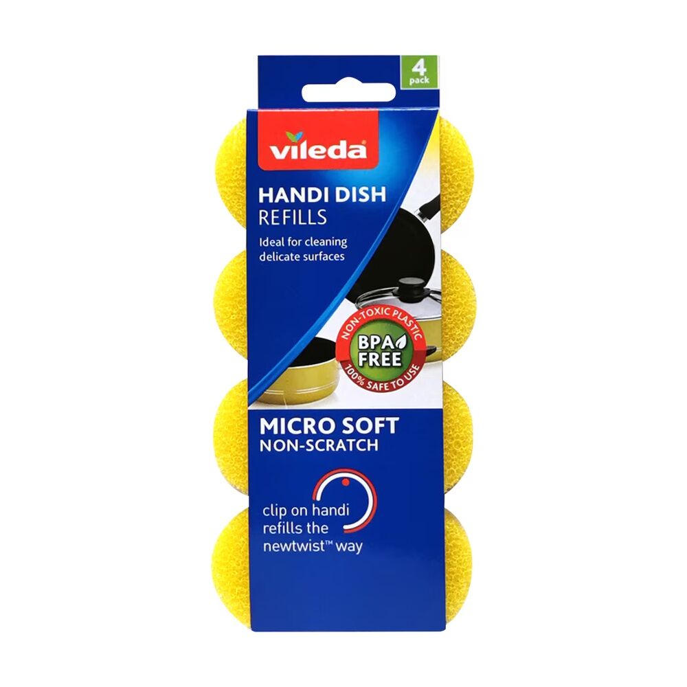 12x4pc Vileda Handi Dish MicroSoft Refills Non-Scratch Cleaning Sponges