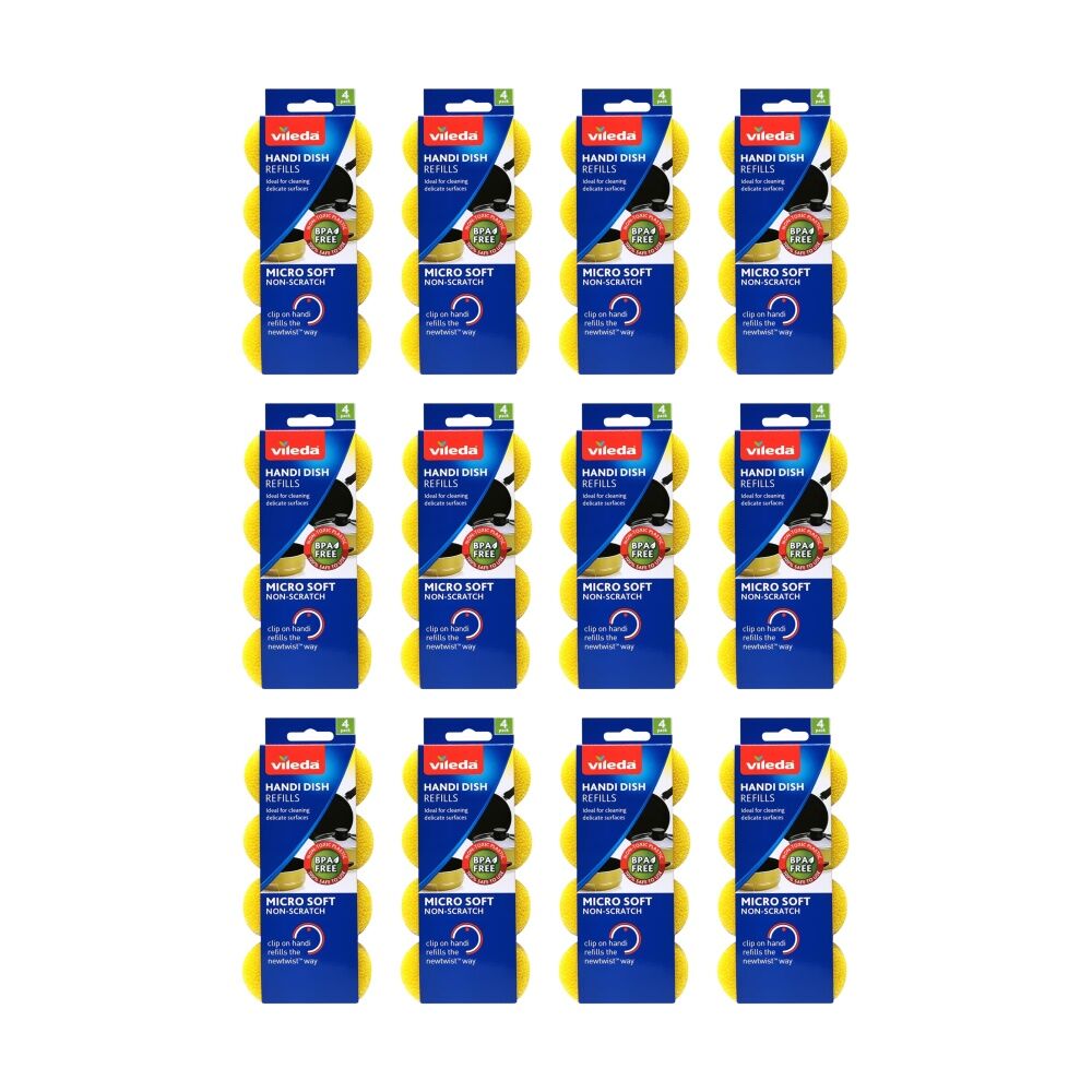 12x4pc Vileda Handi Dish MicroSoft Refills Non-Scratch Cleaning Sponges