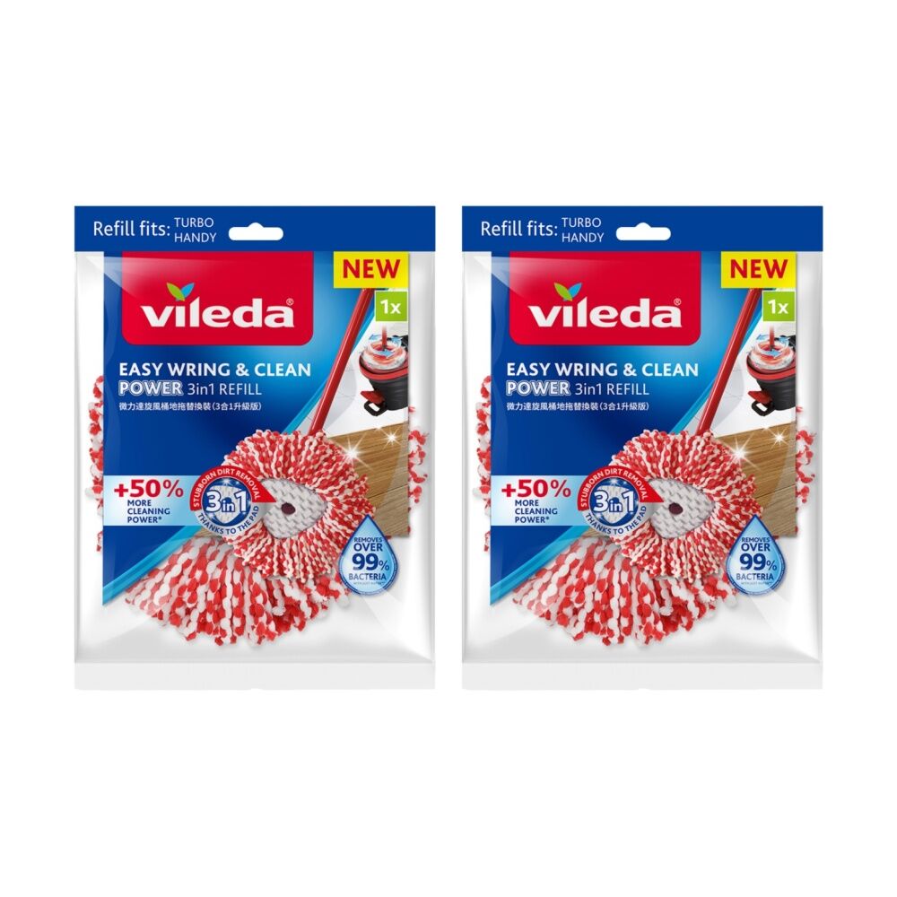 2PK Vileda Easy Wring & Clean Spin Mop 3in1 Refill Microfibre Absorb