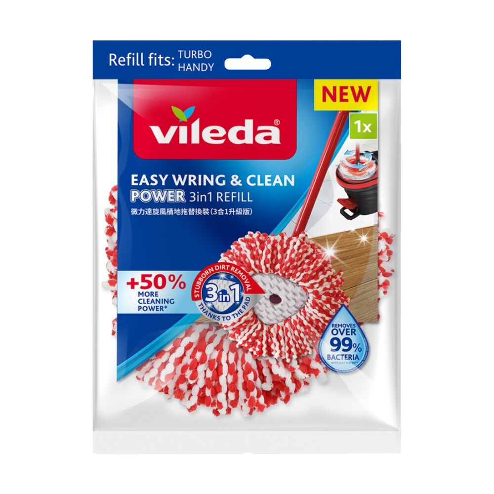 4PK Vileda Easy Wring & Clean Spin Mop 3in1 Refill Microfibre Absorb